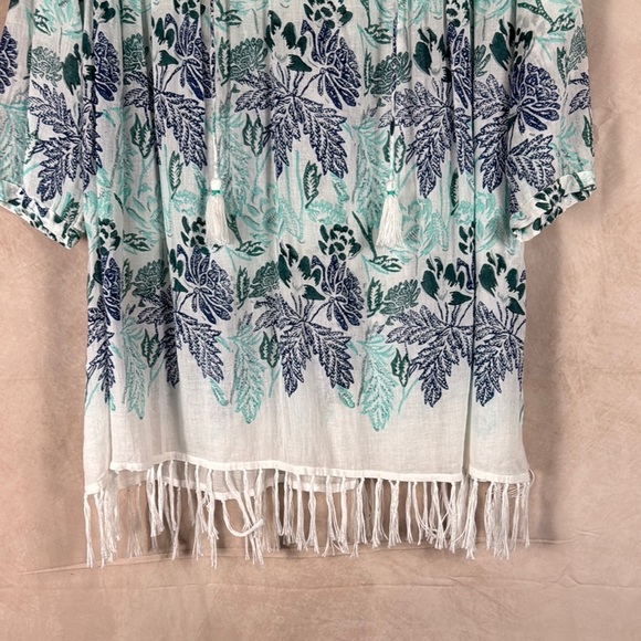 Roller Rabbit Serafina Floral Tunic Dress Womens Medium Fringe Hem Lightweight - Picture 4 of 12